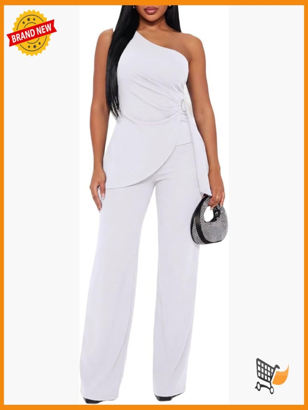 Sleeveless One Shoulder Jumpsuit Set Elegant Party Wear 2-Piece